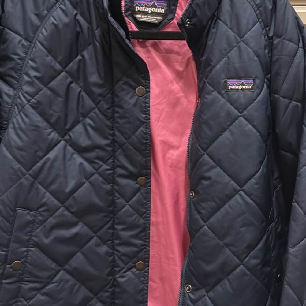 Patagonia Kids Quilted Jacket - Dark Blue and Pink